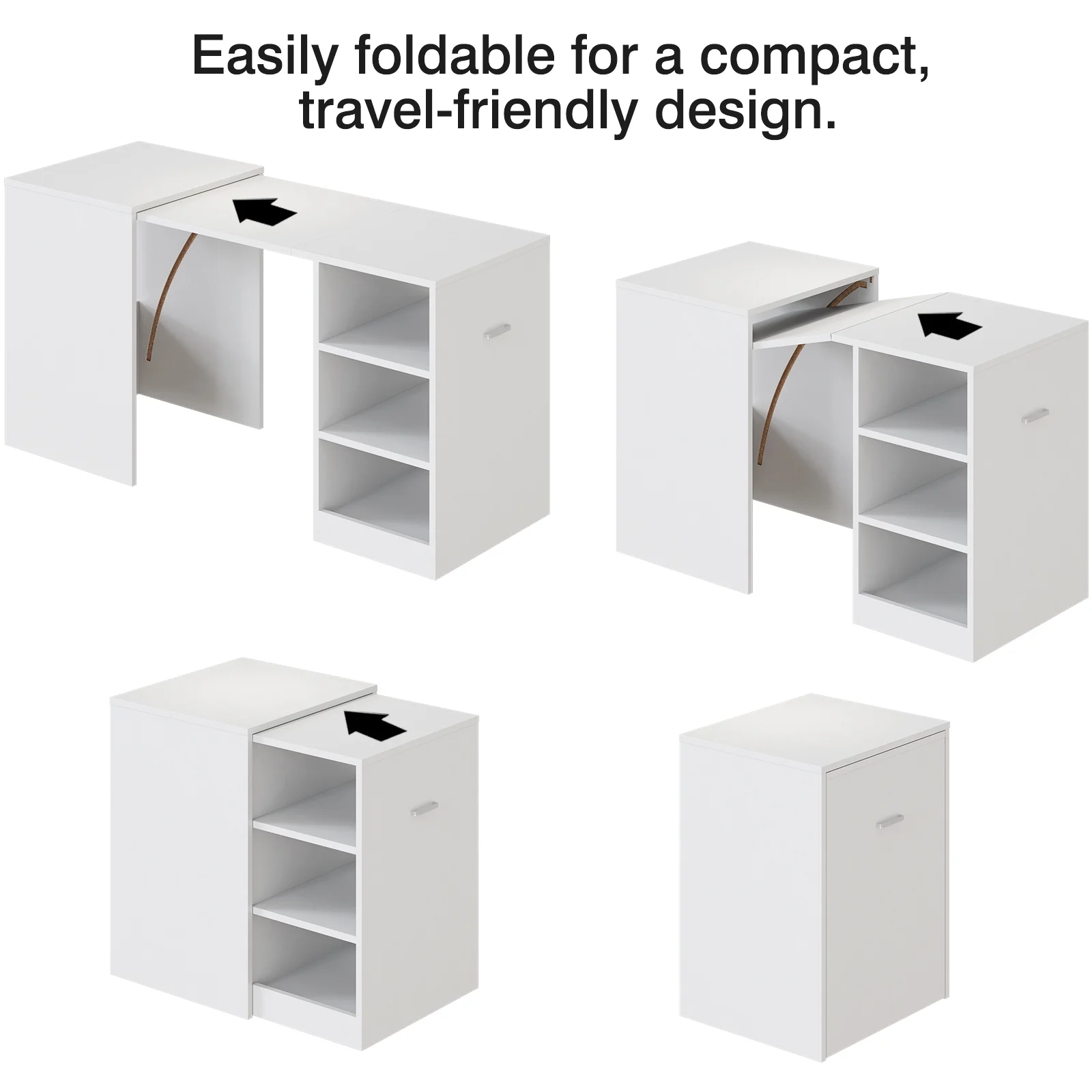 Tarnorci foldable desk Home Office compact desk with 3 Layer Storage Rack