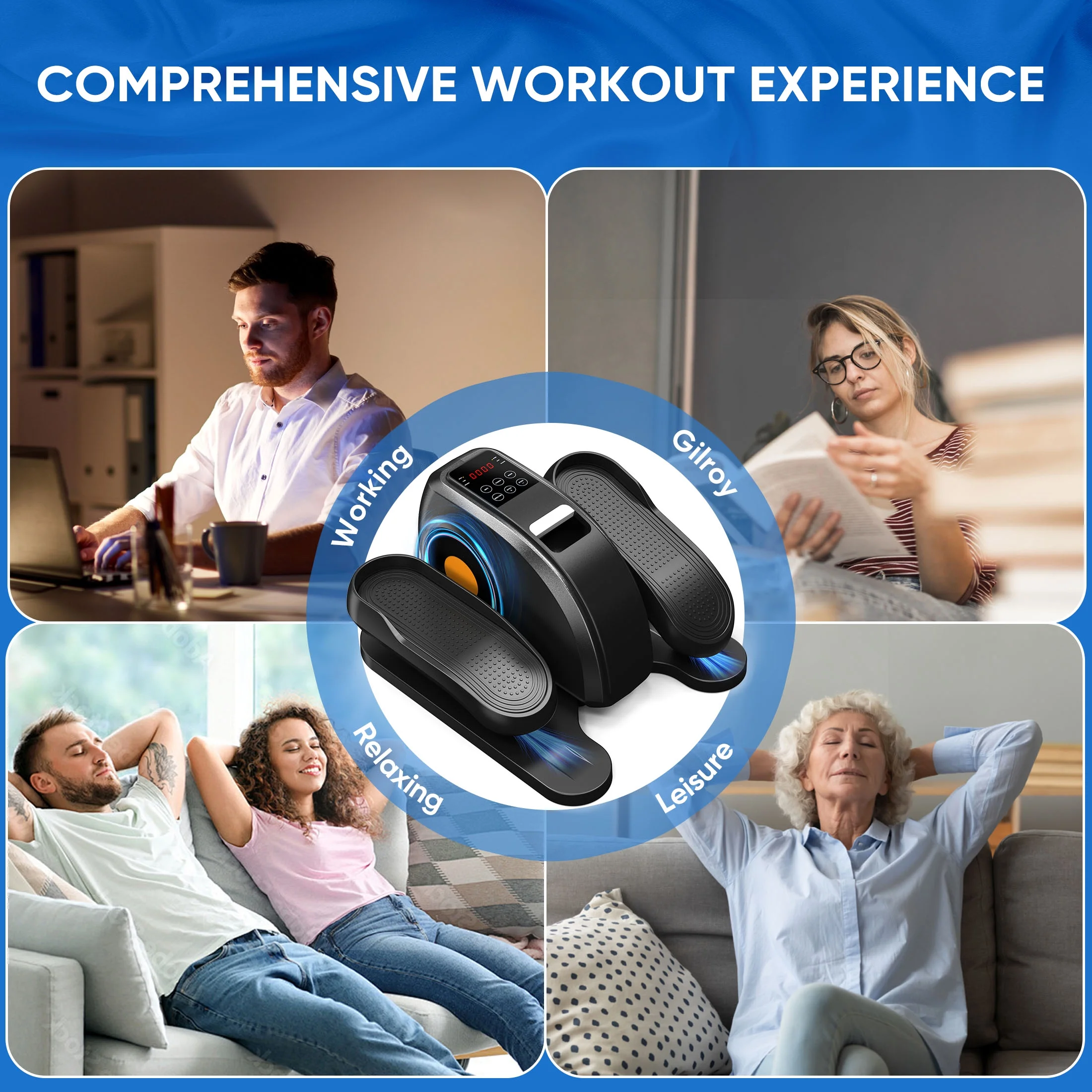 edx Under-Desk Elliptical Machine �?Compact, Quiet & Portable Pedal Exerciser with Adjustable Speed, LED Display, Ideal Mini Elliptical for Home or Office Workout
