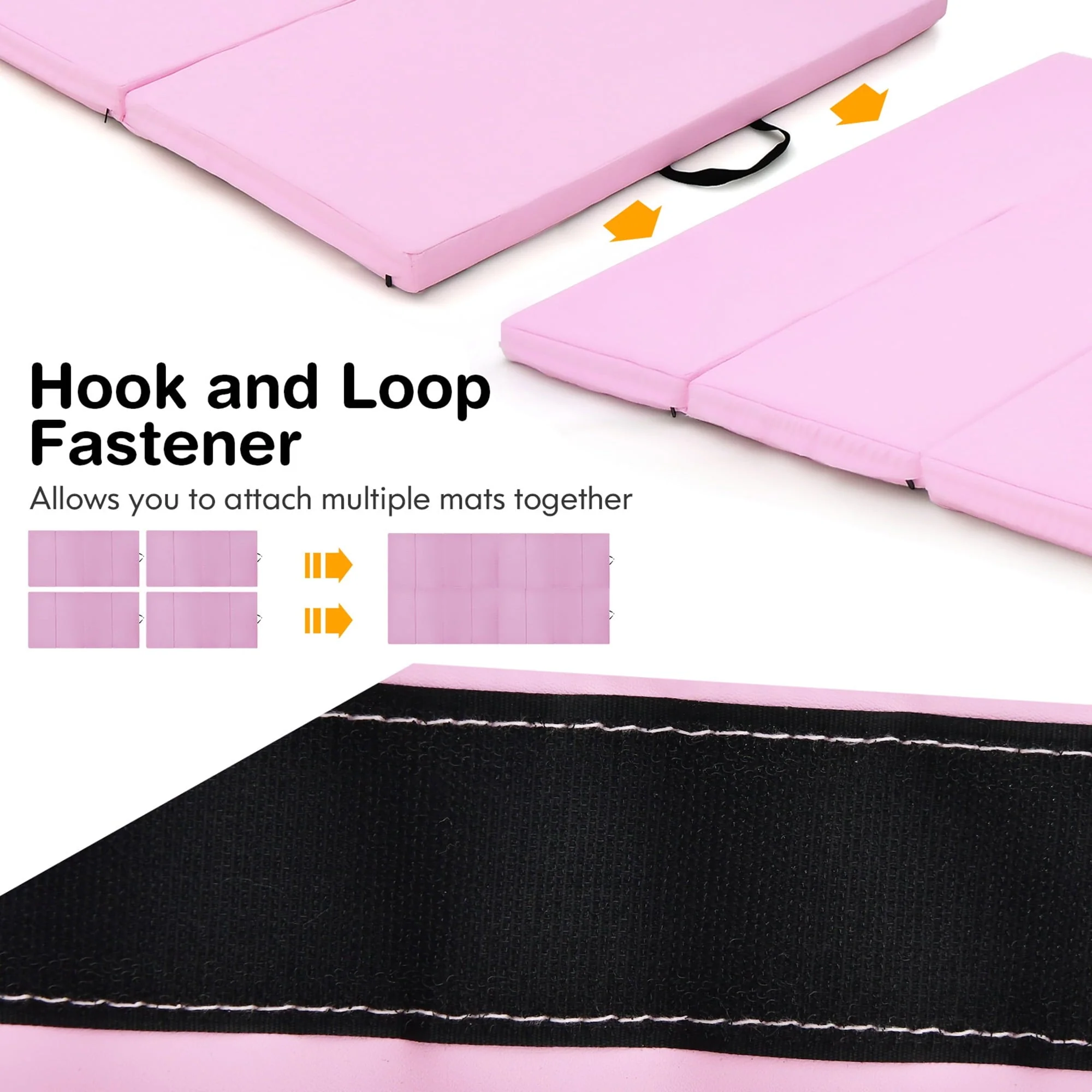 Gymax 8' x 4' x 2'' Folding Gymnastics Tumbling Mat Thickened Exercise Mat Pink