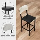 Lamerge 4 Person Dining Table Set, Solid Wood Dining Table with 4 Upholstered Leather Chairs, Modern Kitchen Dining Room Dining Table Set for Small Spaces, Apartments, Kitchens, Dining Rooms. White