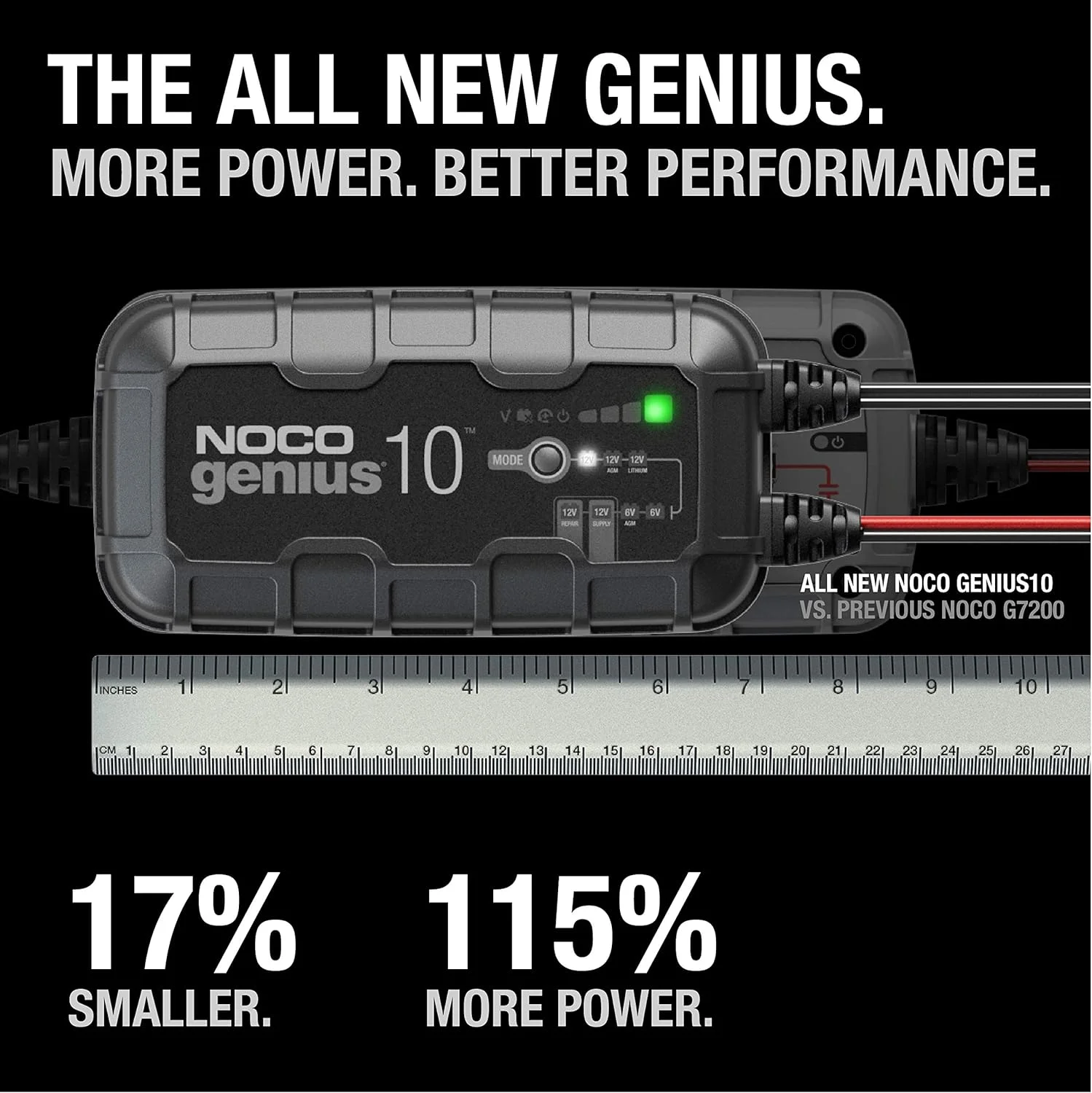 NOCO GENIUS10: 10A 6V/12V Smart Battery Charger, Maintainer and Desulfator