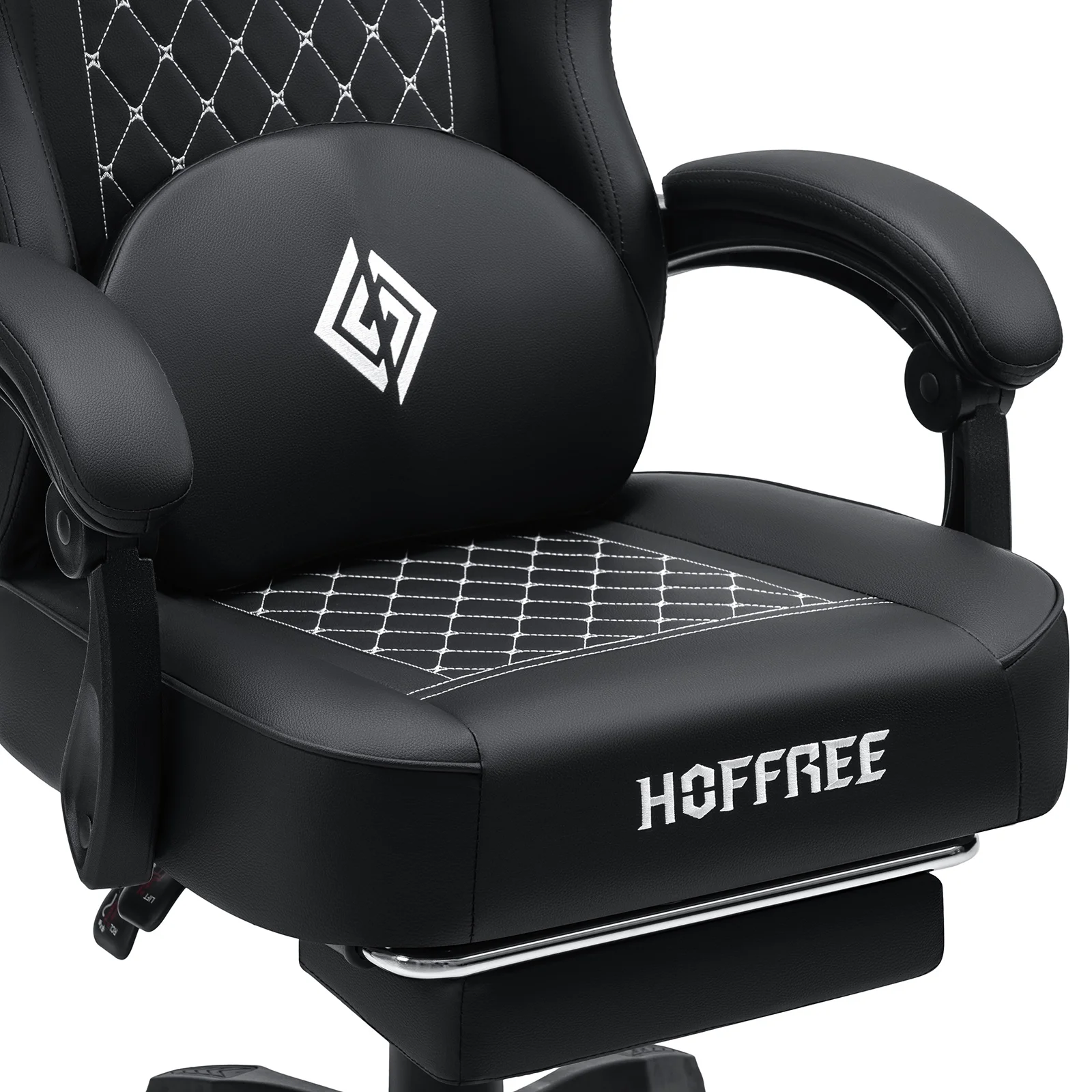 Hoffree Gaming Chair with Speakers PU Gamer Chair with footrest and massage Egonomic Computer Game Chair with Headrest and Lumbar Support for Adults and Office Gaming, 440 LBS