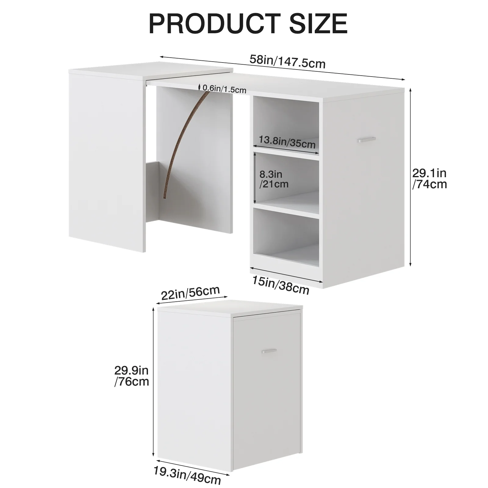 Tarnorci foldable desk Home Office compact desk with 3 Layer Storage Rack