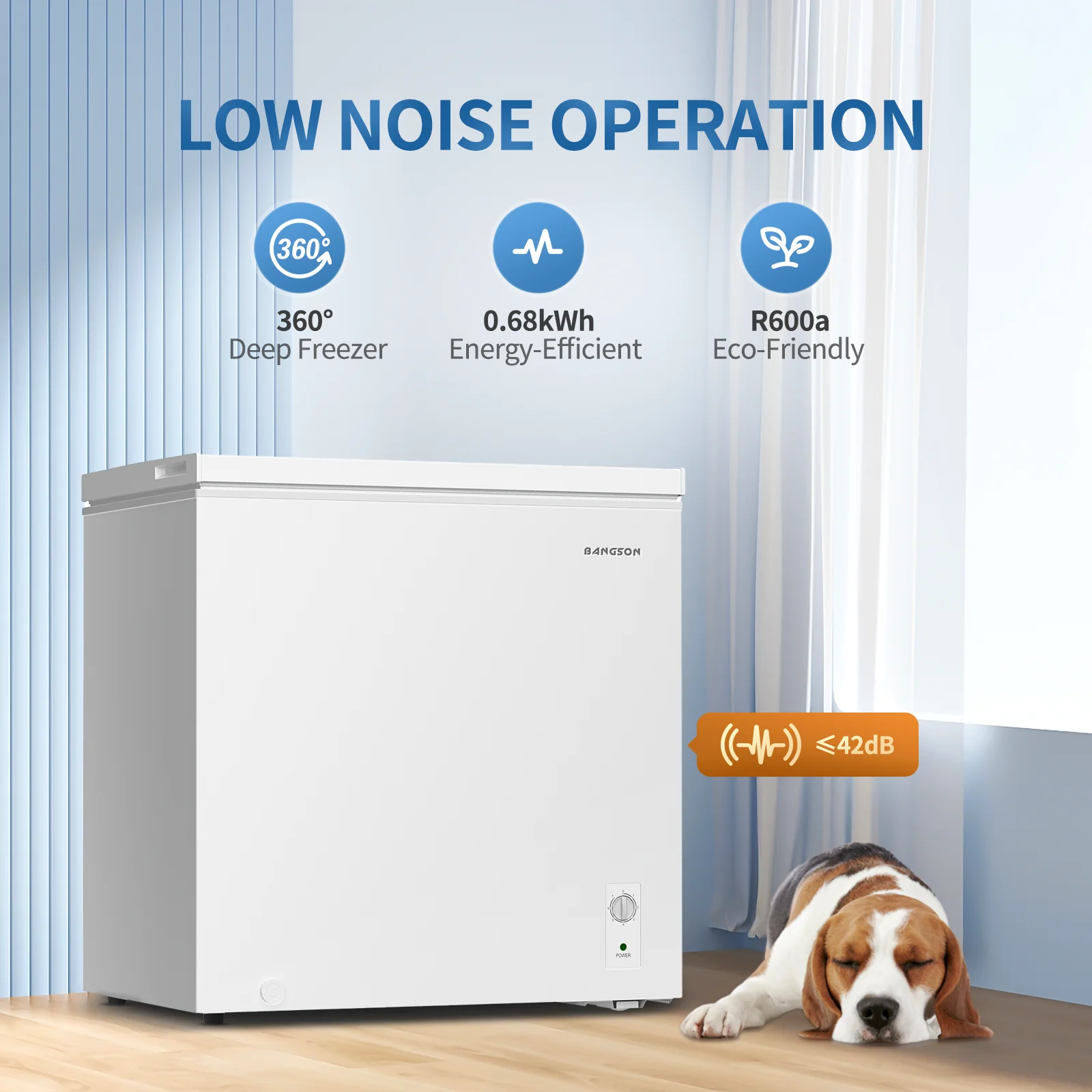 BANGSON 7.0 Cu.Ft Chest Freezer, Deep Freezer with Adjustable Thermostat, Top Open Door Freezer with Removable Basket, Quiet Operation, Ideal for Kitchen/Apartment/Office