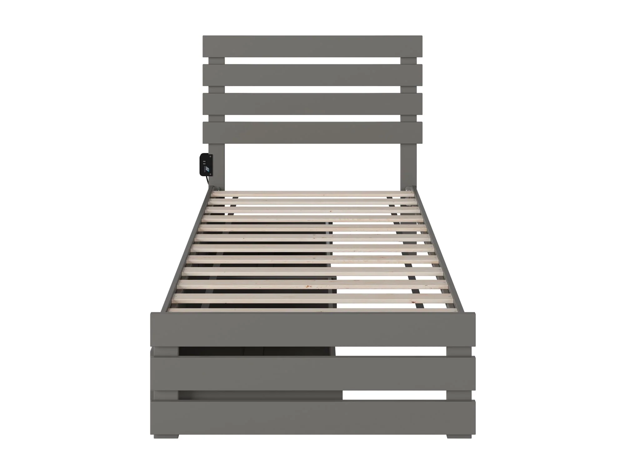 Oxford Twin Bed with Footboard and USB Turbo Charger with 2 Drawers in Grey