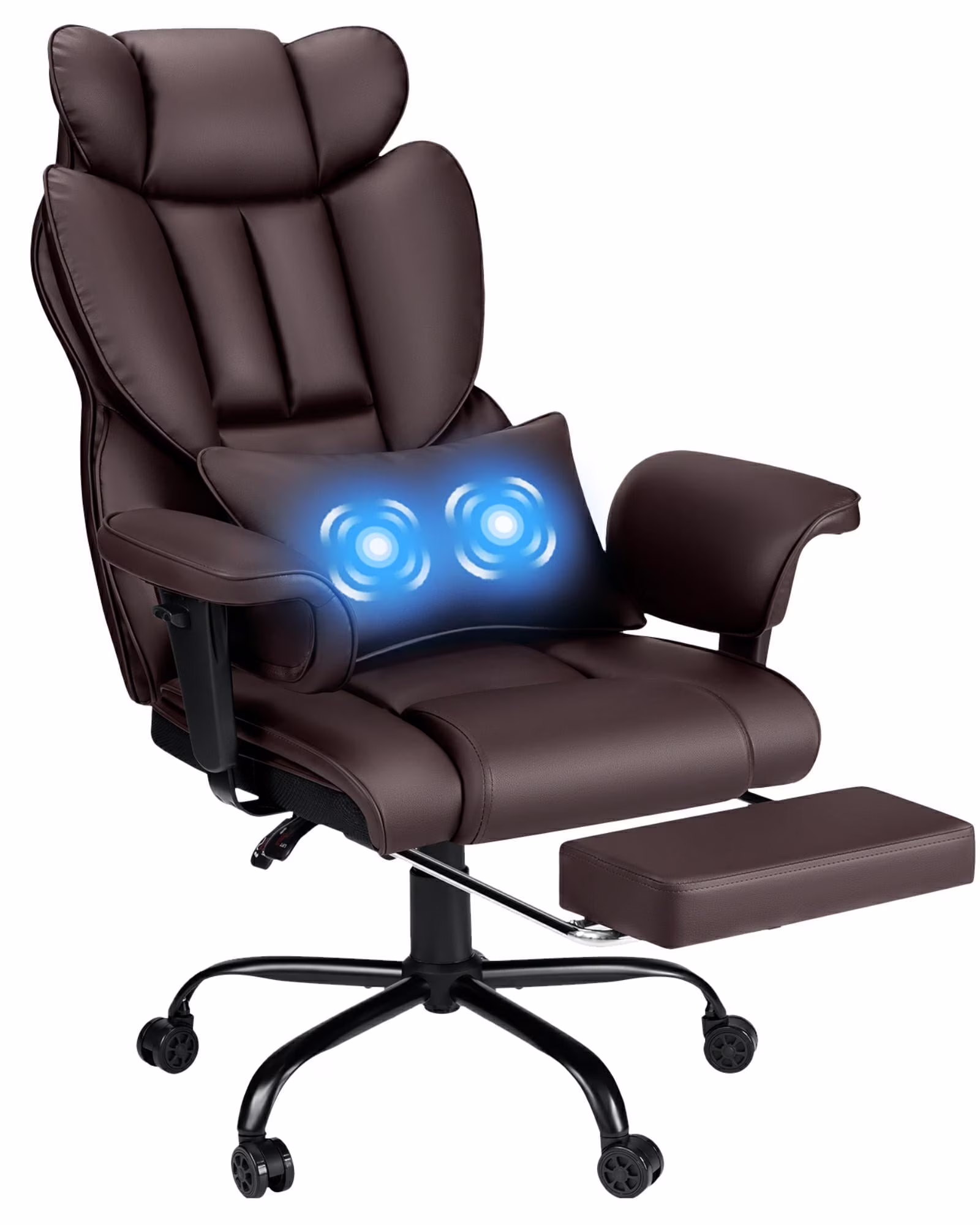 Hoffree Big and Tall Fabric Office Chair 450lbs, Executive Desk Chair with Massage Ergonomic  Computer Chair with Footrest Reclining Desk Office Chair with Lumbar Support for Home Office