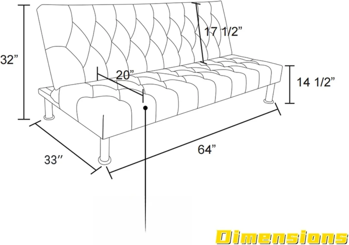 Couches for Living Room Upholstered Convertible Folding Futon Sofa Bed Modern Small Faux Leather Sleeper Sofa Love Seat for Bedroom, Apartment, Black