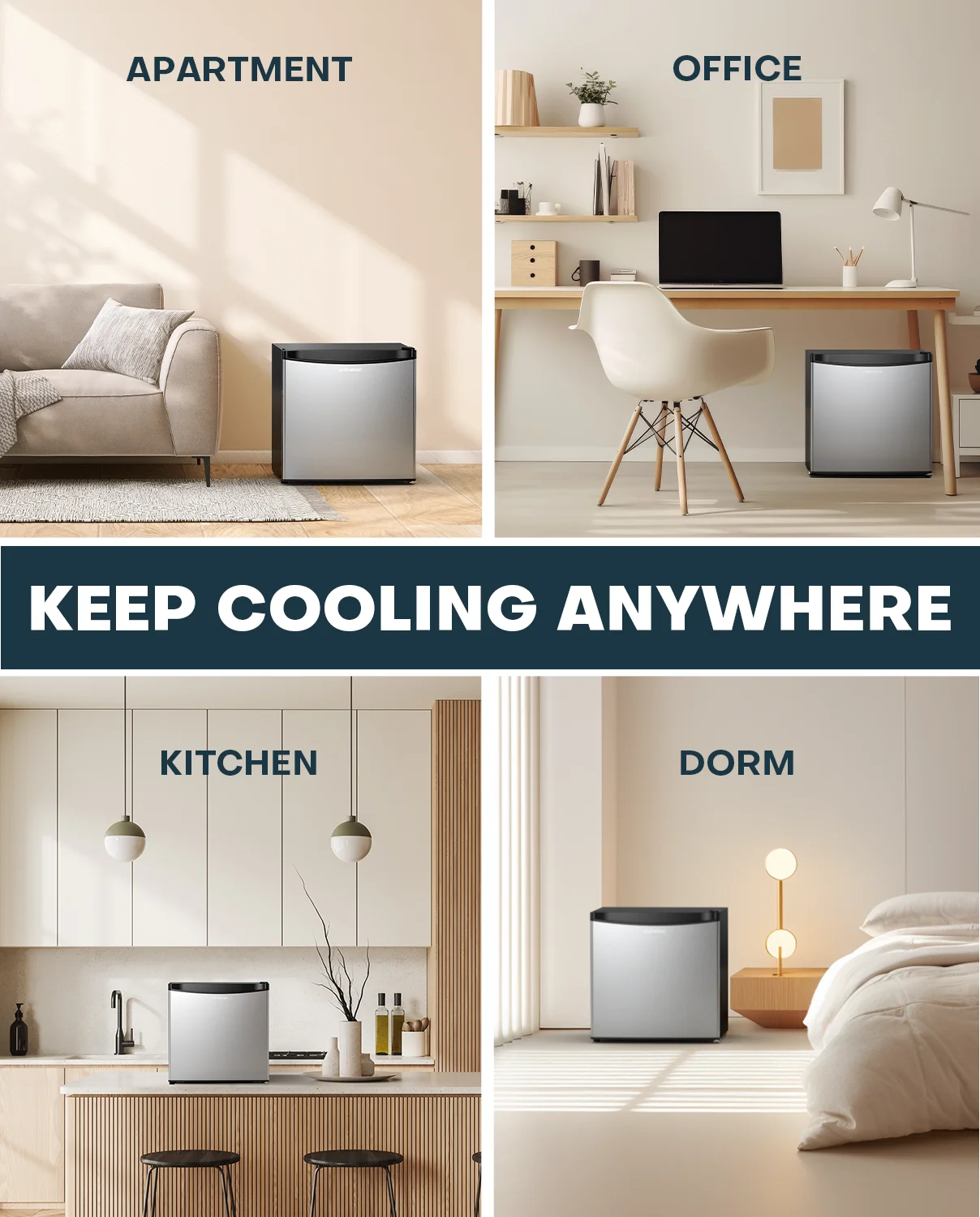 Upstreman 1.7 Cu ft Mini Fridge with Freezer Single Door Compact Refrigerator, Low Noise, Energy Saving, Adjustable Temperature, Reversible Door, for Home Office Dorm, Black FR17