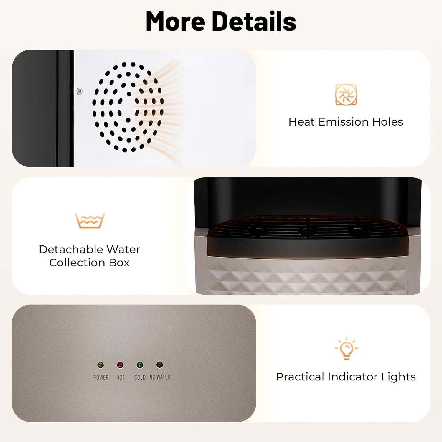 Bottom Loading Water Dispenser for 5 Gallon Bottle, 3 Temperature Settings (Hot, Room & Cold Water), 110V US Plug, 5L/H Rapid Heating, 0.53Gal/H Cooling, Anti-Scald Design for Home/Office (Grey)