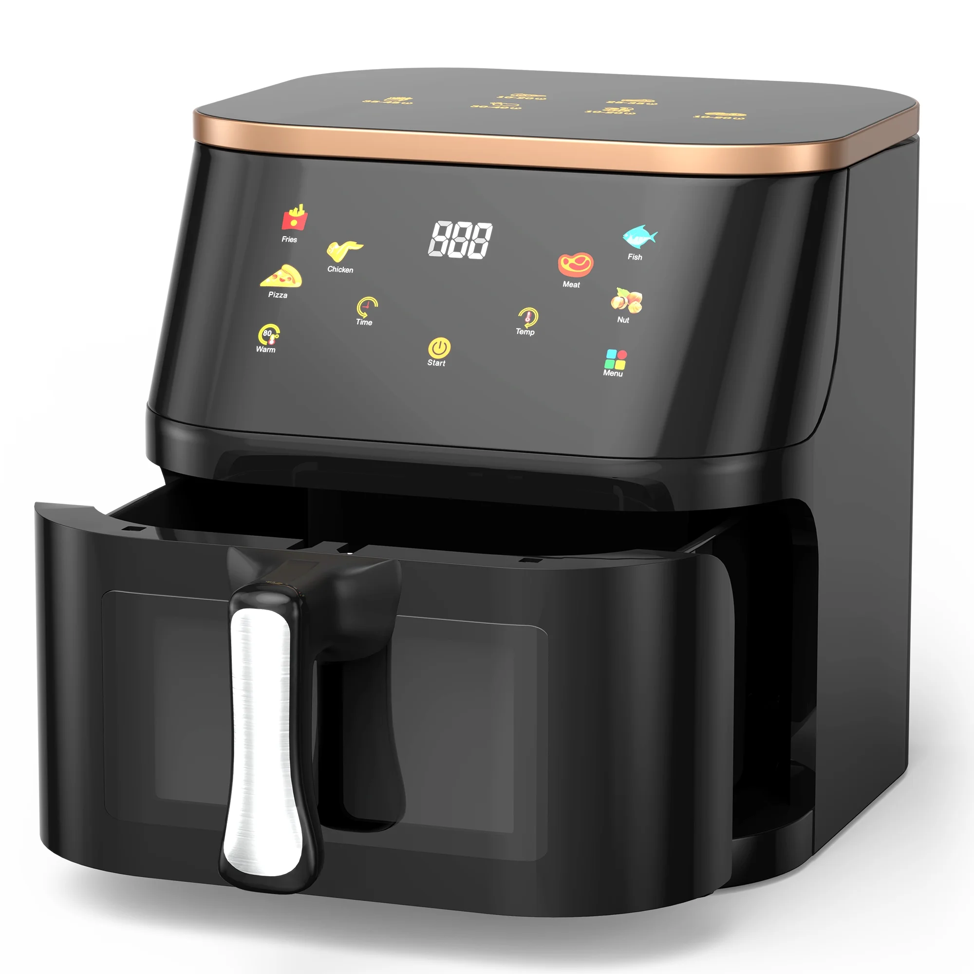 Suodoka Air Fryer 10 Qt Max 450F for Cooking, 6 Presets Fry Touch Panel Easy View Window, New Black