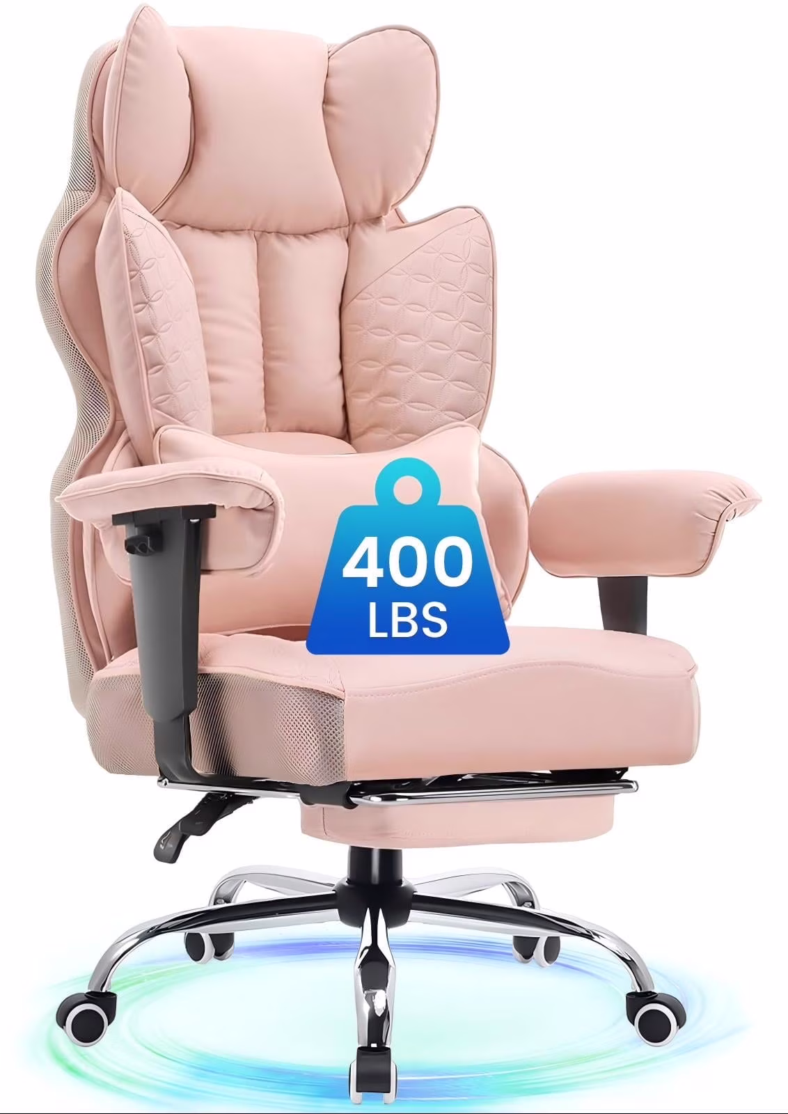 LUCKLIFE Big & Tall Office & Gaming Chair 400LBS Capacity, Wide Ergonomic Seat with Footrest, Adjustable Armrests, Black