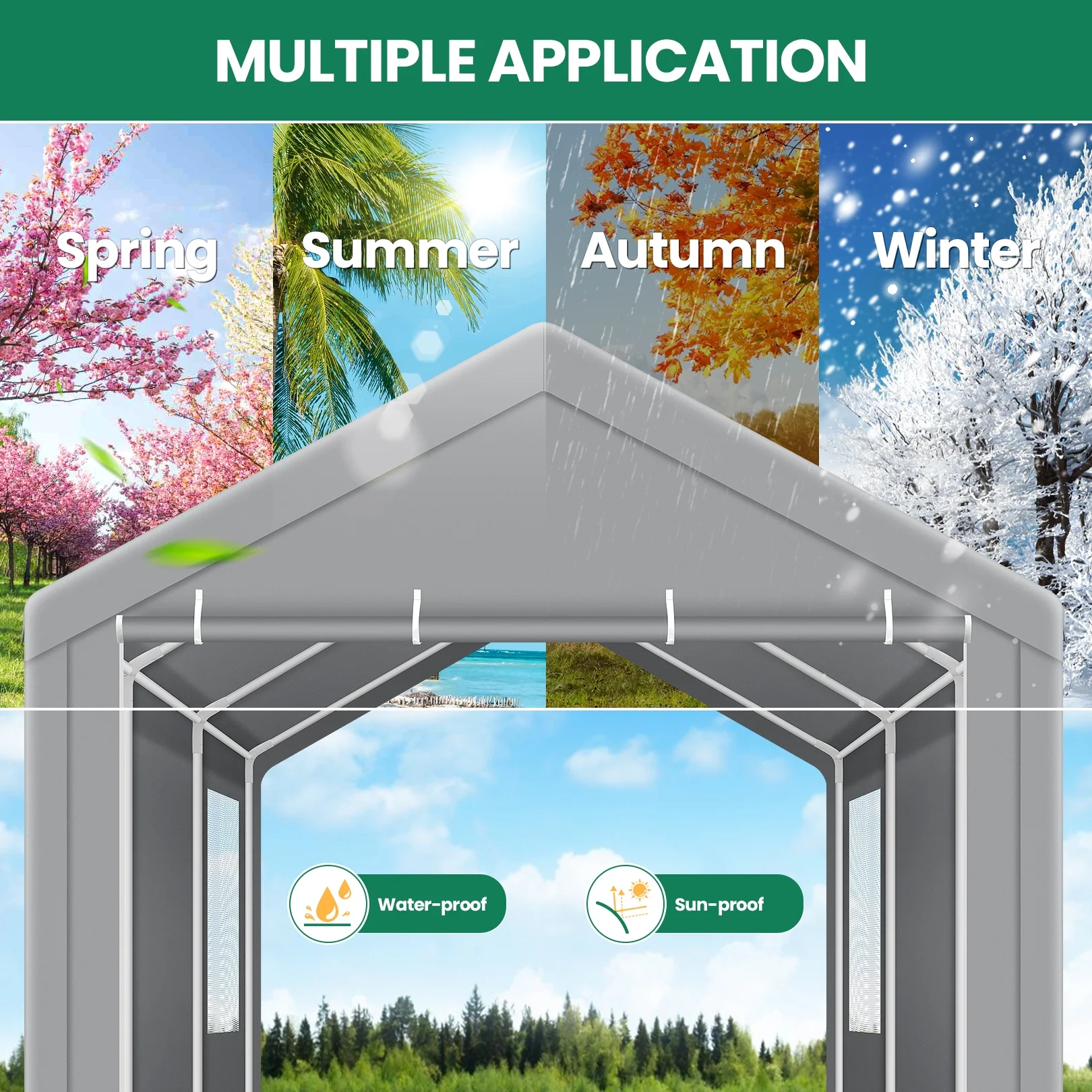 HOTEEL Carport 10'x20' Large Heavy Duty Car Canopy with Steel Frame, Portable Garage Wedding Tent Big Tents Carports Shelter, All-Season Tarp for Outdoor Party Birthday, White