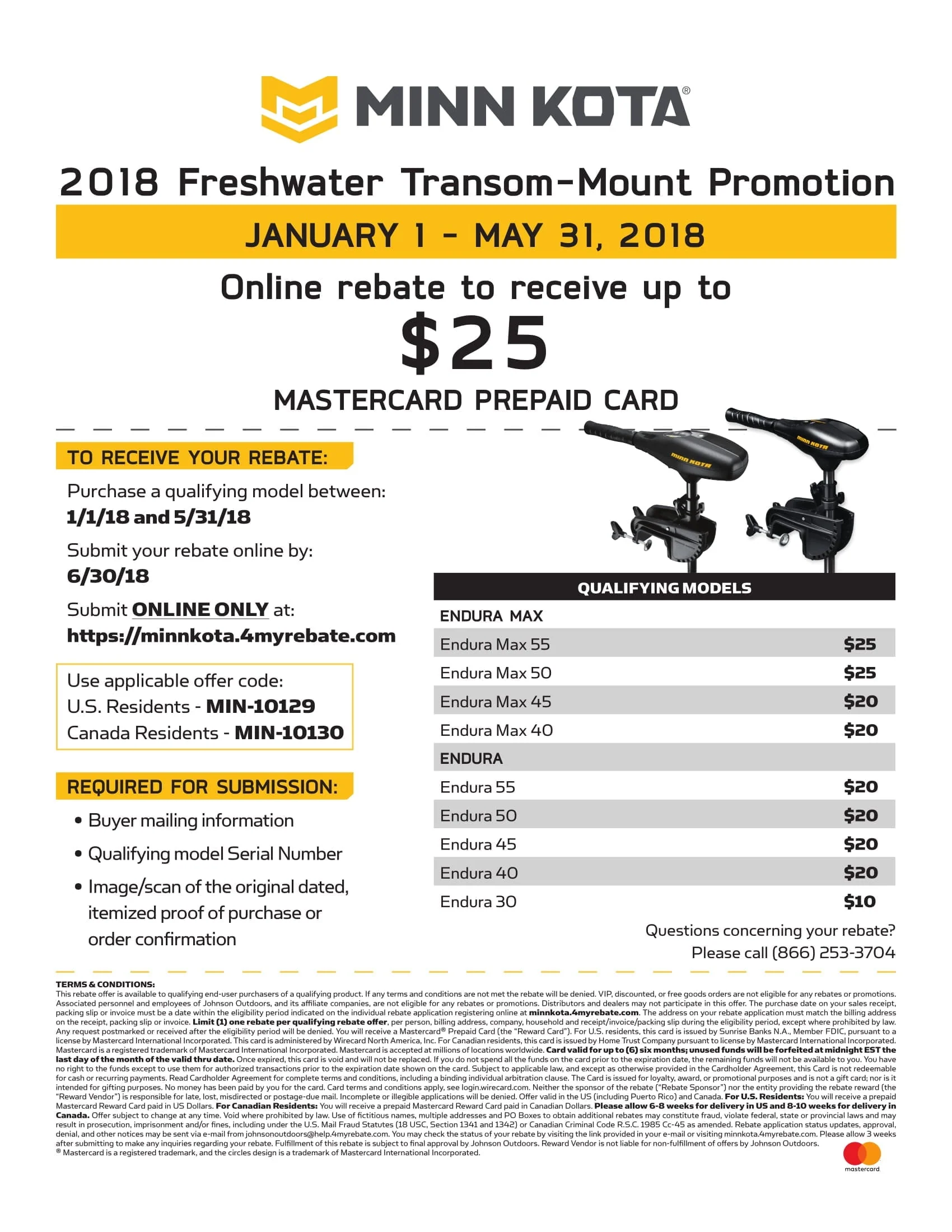 Minn Kota 1352156 Endura MAX 55 lb Thrust Freshwater Transom Mount Trolling Motor, 42