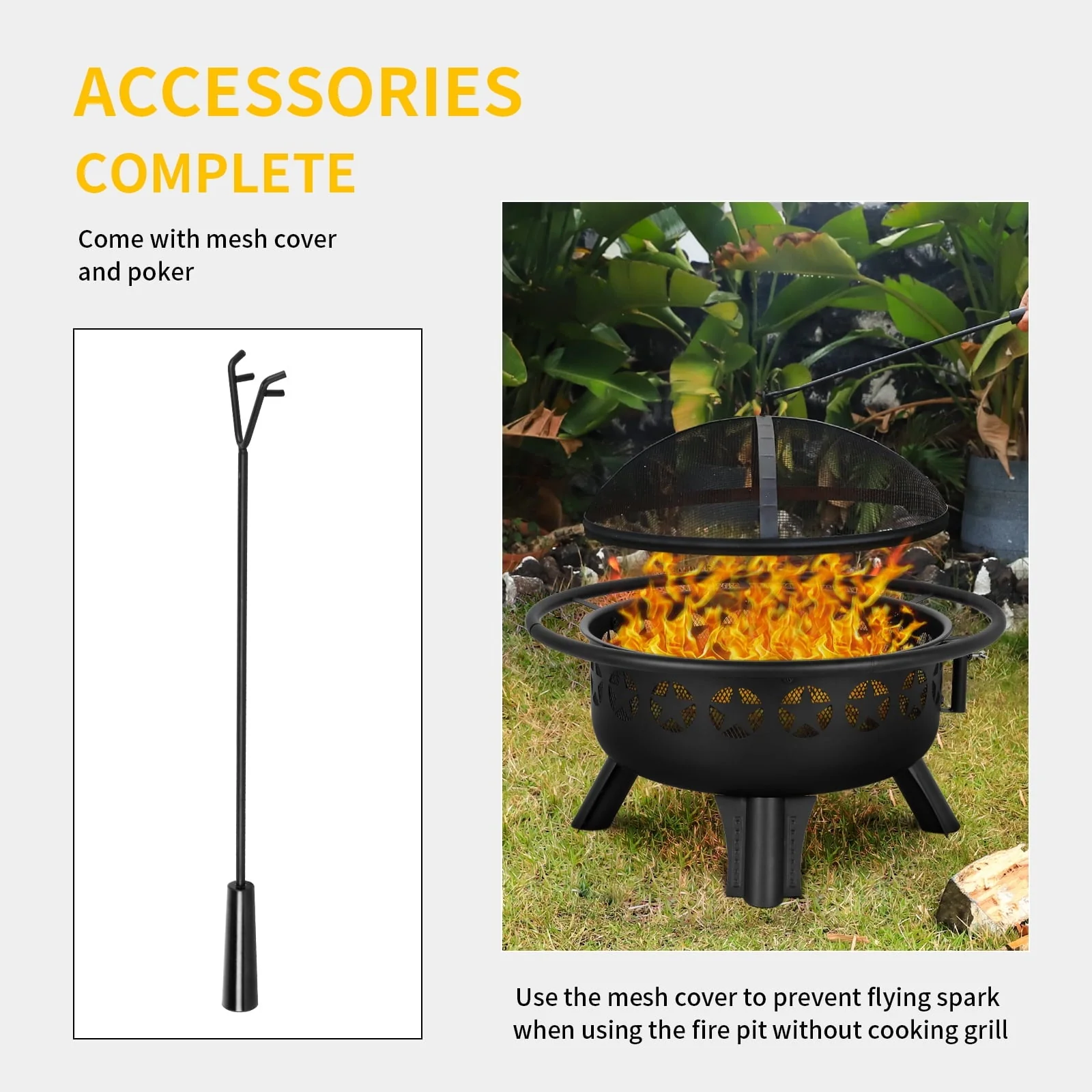 Hykolity 2 in 1 Fire Pit with Grill, Large 31