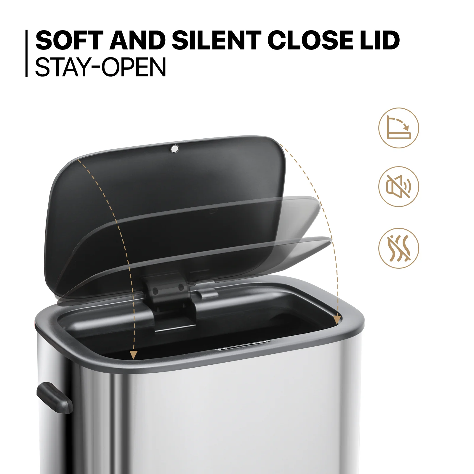 MoNiBloom Kitchen Trash Can 14.5 Gallon Garbage Can Automatic Motion Sensor Waste Bin Touchless Trash Can with Lid for Home Bathroom Office, Silver