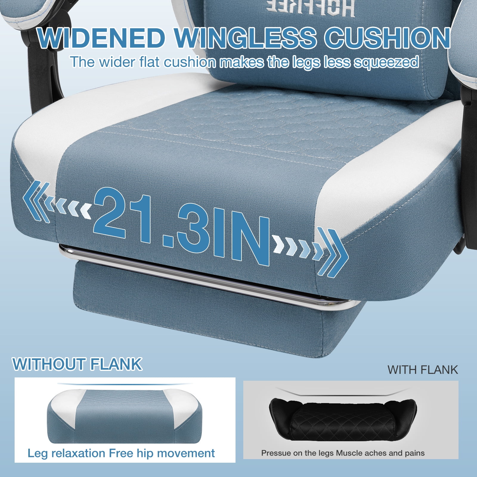 Hoffree Gaming Chair with Speakers Fabric Gamer Chair with footrest and massage Big and Tall Video Game Chair with Headrest and Lumbar Support for Adults