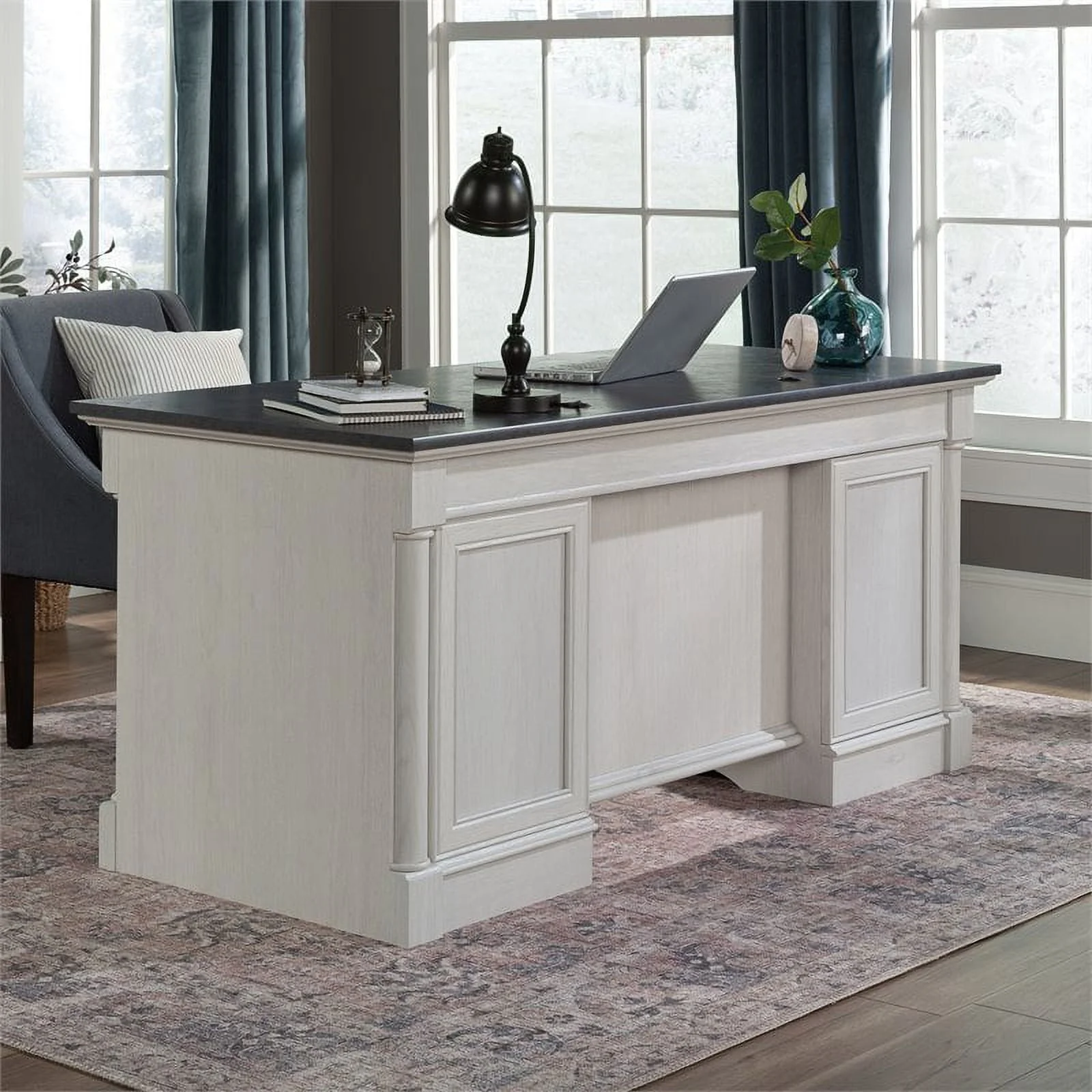 Sauder Palladia Executive Home Office Desk, Glacier Oak Finish