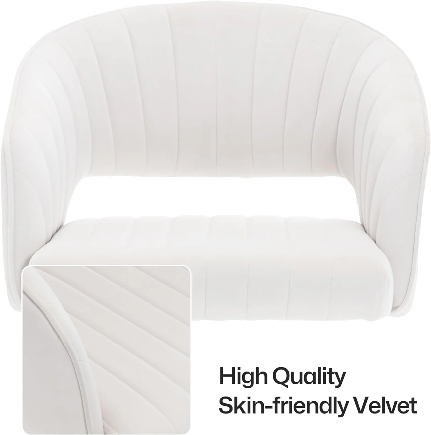 Home Office Swivel Desk Chair, Modern Velvet Vanity Chair, Height Adjustable Armchair with Gold Base, Ergonomic Office Chair for Task Study Computer Room, Beige