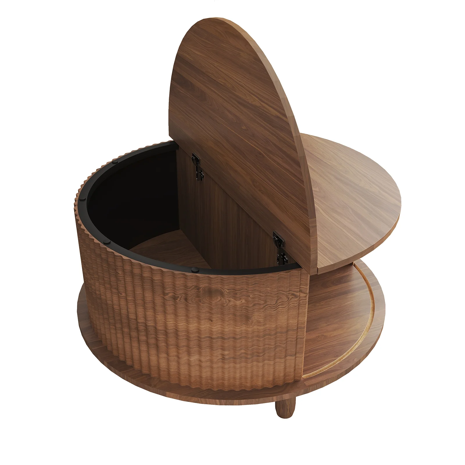 RUMLIVE Round Coffee Table with Storage, 30.7