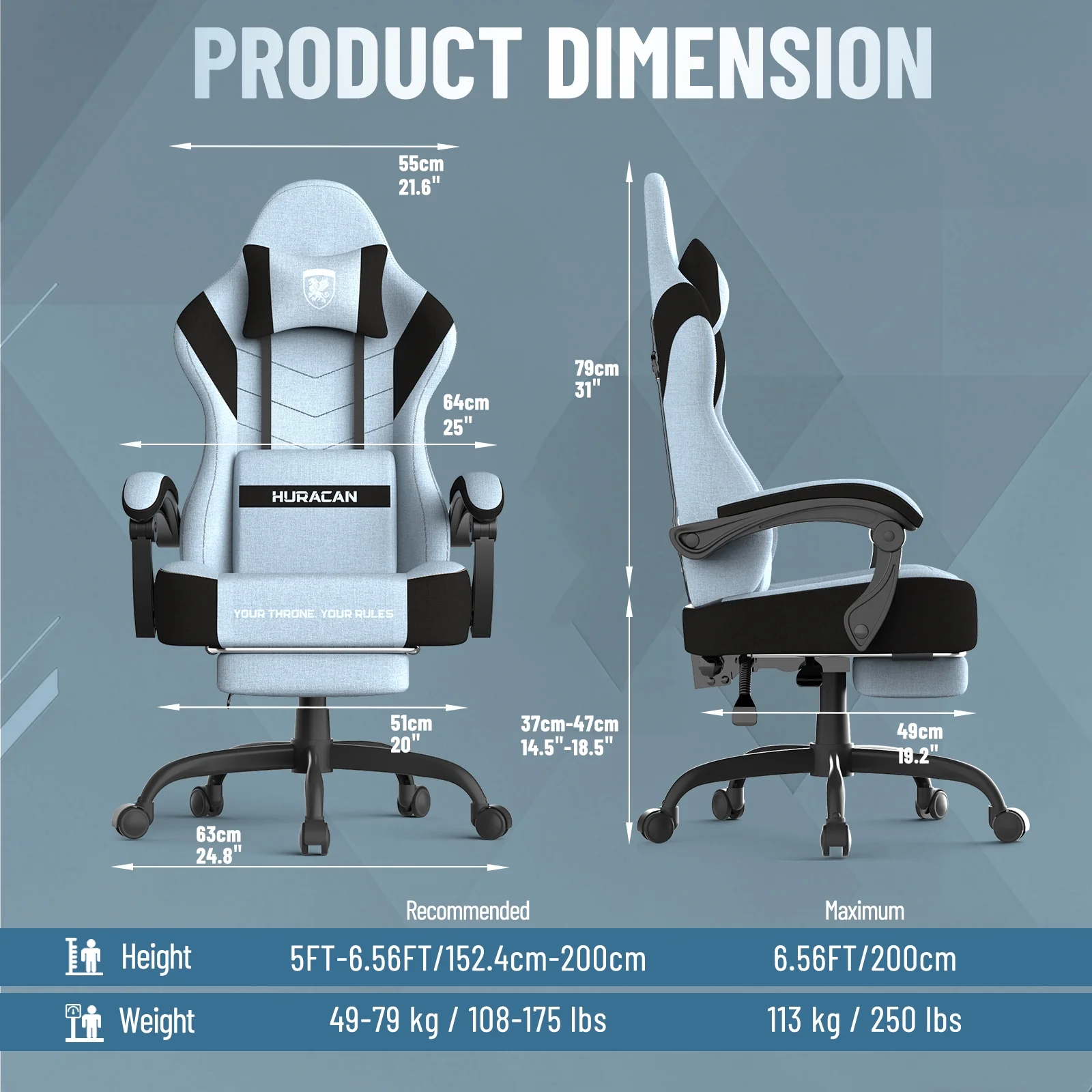 SOONTRANS Gaming Chair for Adults, Ergonomic Linen Fabric Computer Chair with Massage Lumbar Pillow, Gamer Game Chair with Adjustable Headrest, Comfortable Office Chair for Home, White