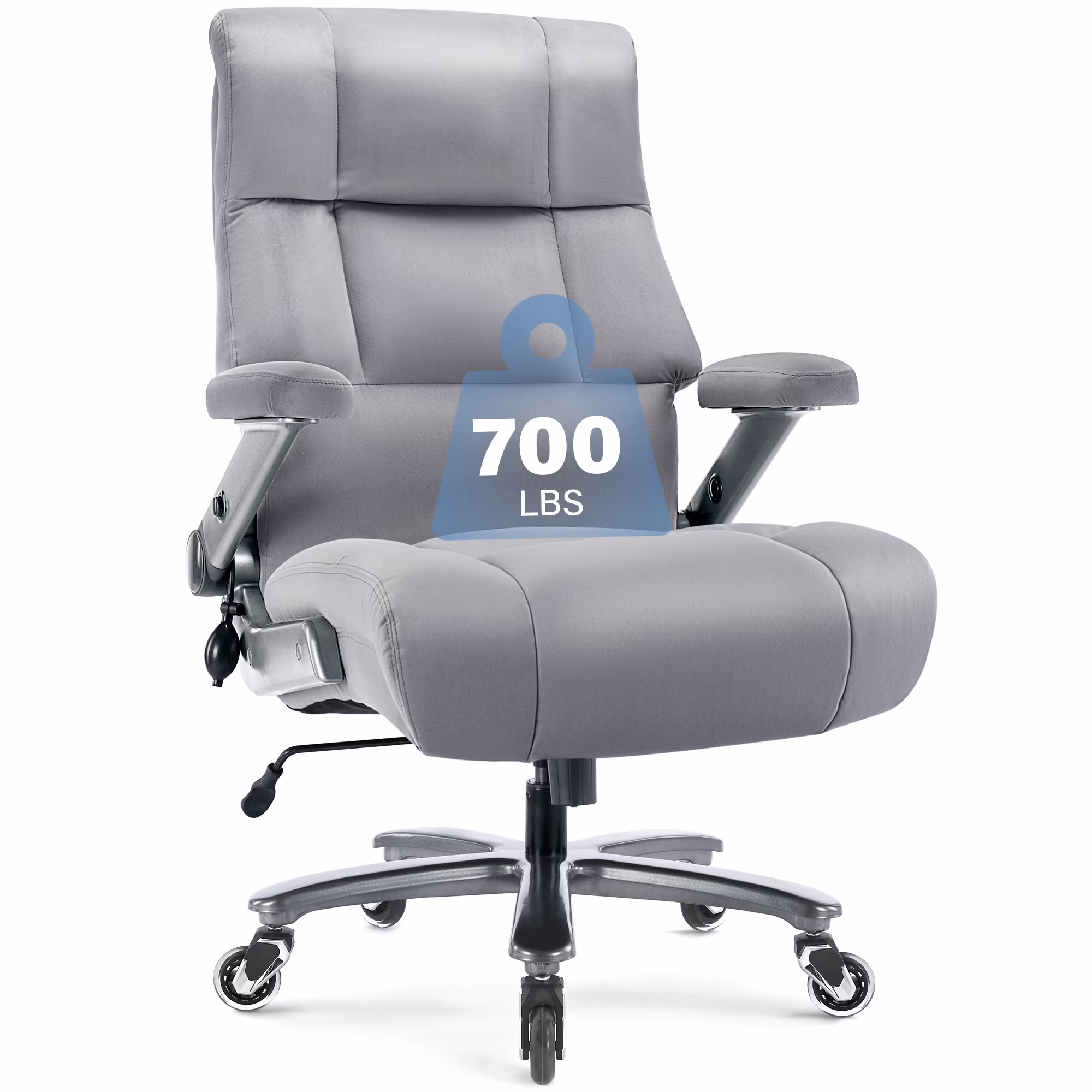 Big and Tall 700lbs Office Chair, Ultra-Soft Fabric Executive Desk Chair, Ergonomic Computer Chair with 3D Flip Up Arms, Adjustable Lumbar Support, Heavy Duty Metal Base and Quiet Rubber Wheel, Black