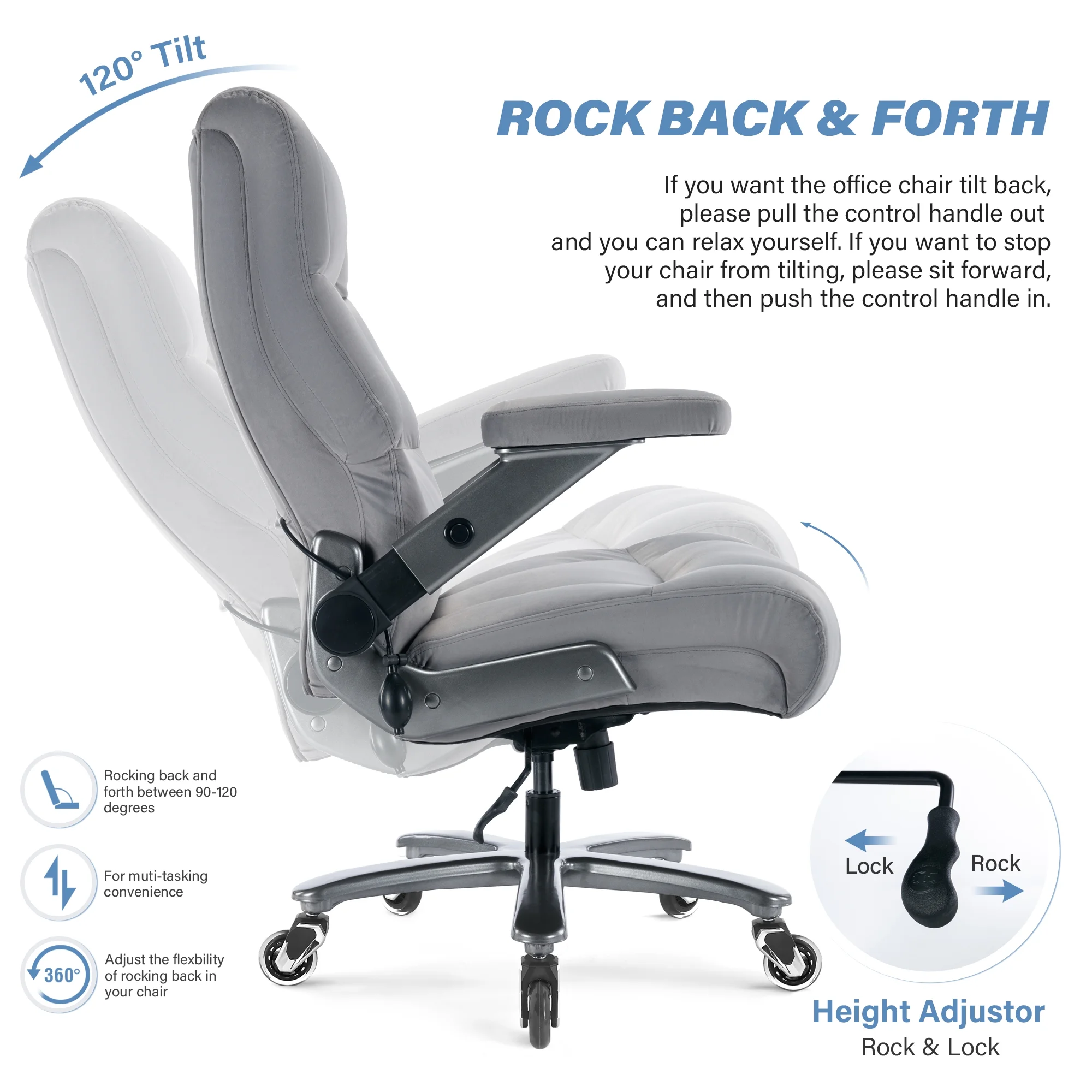 Big and Tall 700lbs Office Chair, Ultra-Soft Fabric Executive Desk Chair, Ergonomic Computer Chair with 3D Flip Up Arms, Adjustable Lumbar Support, Heavy Duty Metal Base and Quiet Rubber Wheel, Black