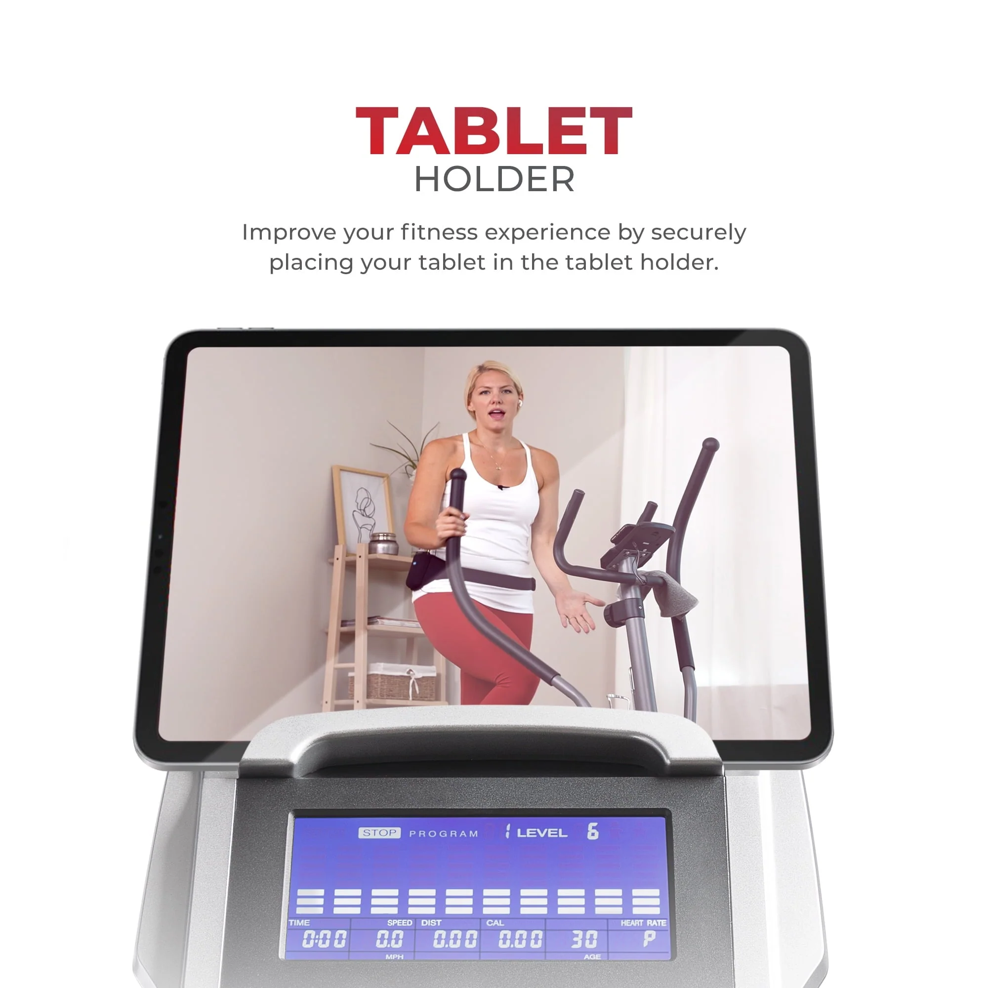 Sunny Health & Fitness Magnetic Elliptical Trainer Elliptical Machine w/ Device Holder, Programmable Monitor and Heart Rate Monitoring, High Weight Capacity - SF-E3912