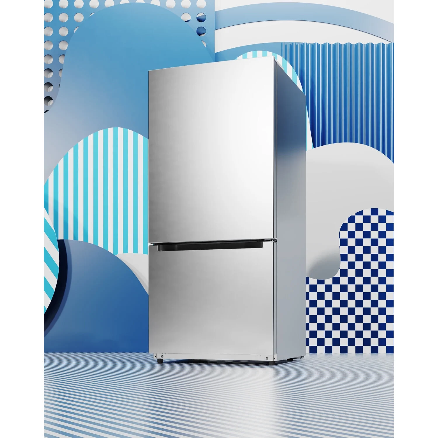 Midea 18.7-Cu. Ft. Bottom Mount Refrigerator, Stainless Steel,  MRB19B7AST