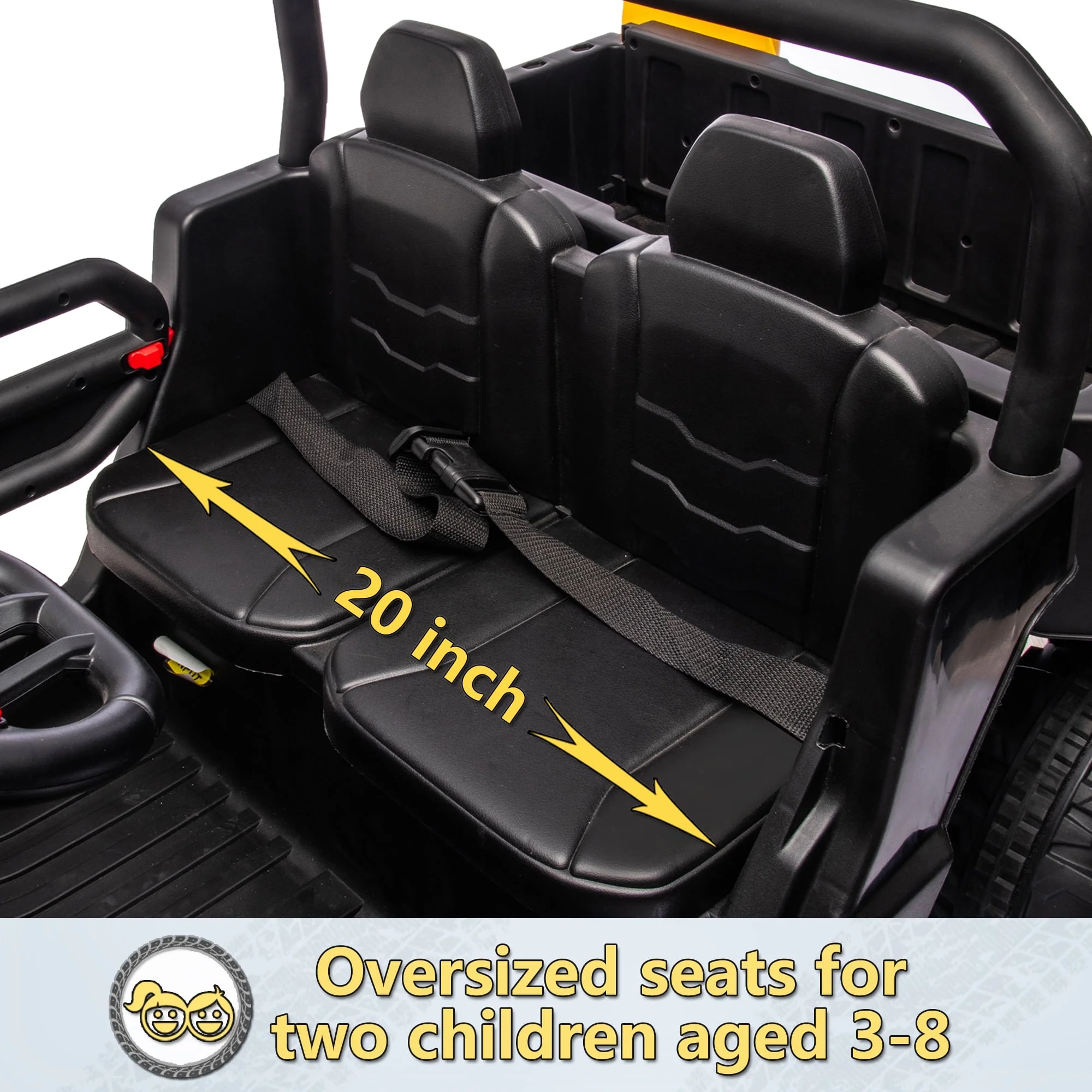 Xuanlur 24V 2 Seater Kids Ride on Car Truck, Ride on UTV W/ 2x200W Motor, 24 Volt Ride on Toys W/ Dump Bed/Shovel, Electric Car for Kids W/ Durable Tires, LED Light, Music, Remote Control, Black