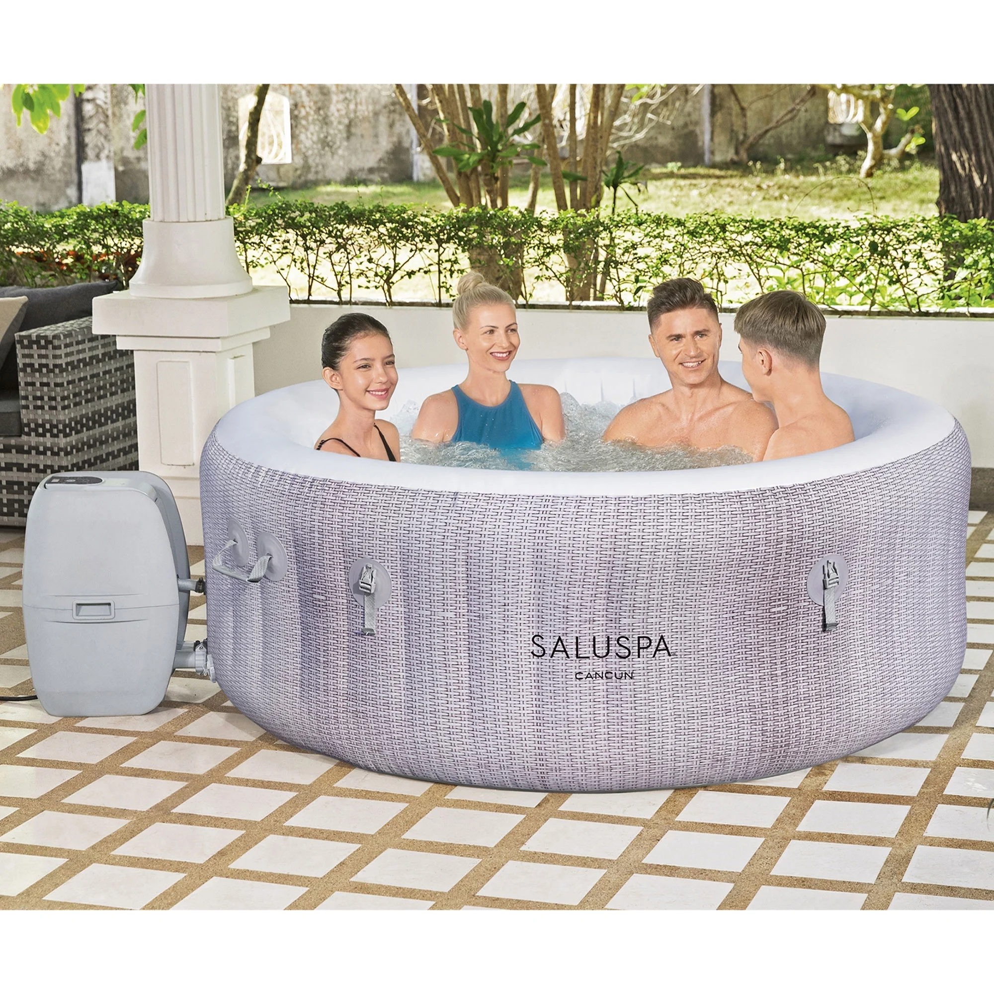 Bestway SaluSpa Cancun AirJet Inflatable Hot Tub with 120 Jets, Gray