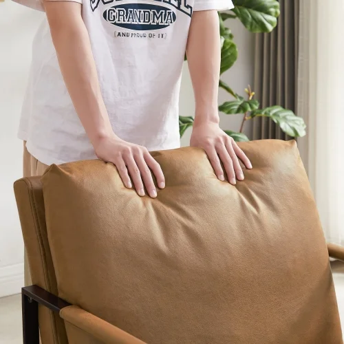 Leather Accent Chair,PU Leather Armchair Single Sofa Chair with Extra-Thick Padded Backrest and Seat Cushion,Living Room Chair with Metal Frame Extra-Large Lounge Chair for Living Room Bedroom,Gray