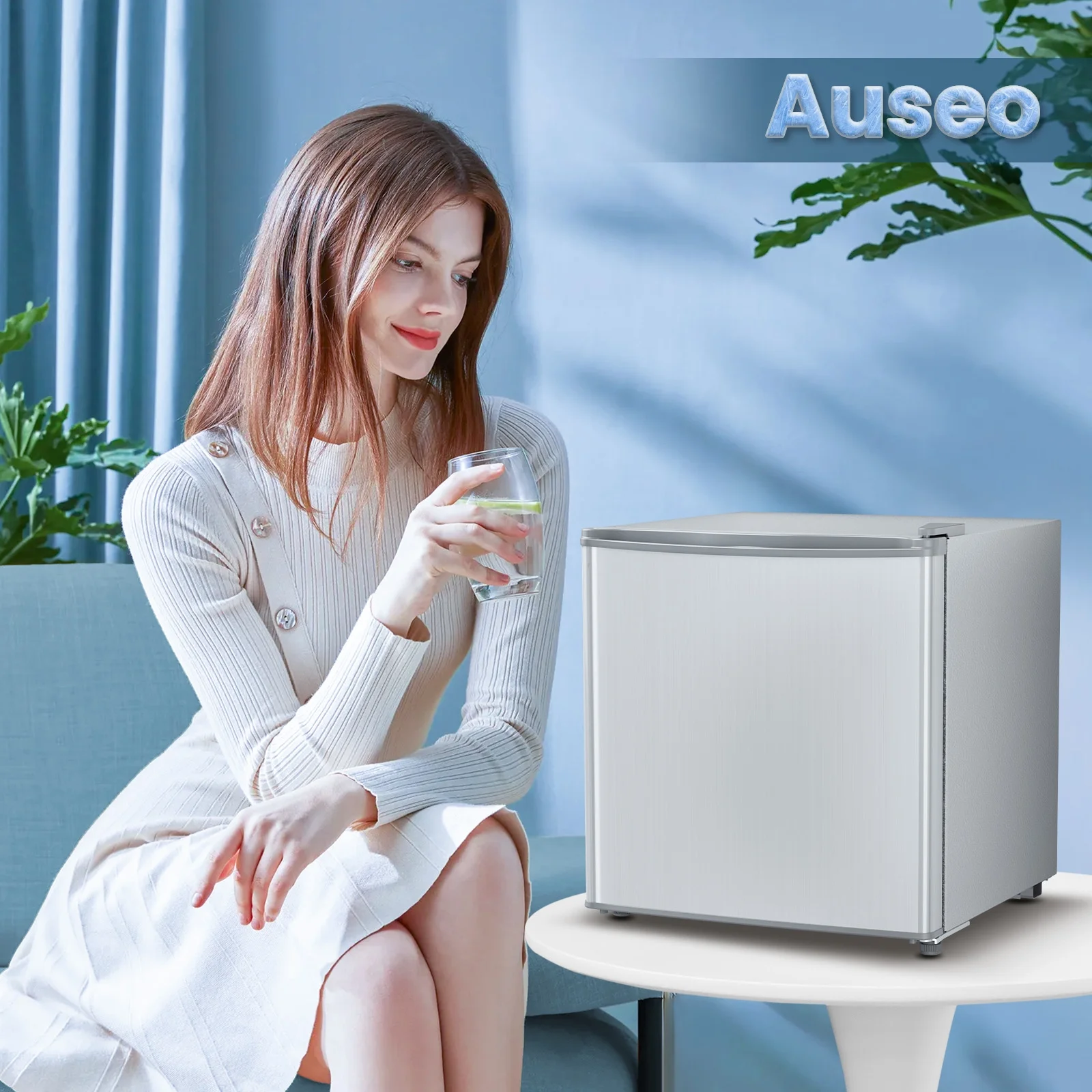 Auseo 1.7 cu.ft. Compact Refrigerator Mini Fridge, Retro Style, Low Noise & Energy Saving, Adjustable Temperature, for Kitchen/Office/Apartment/Dormitory-White