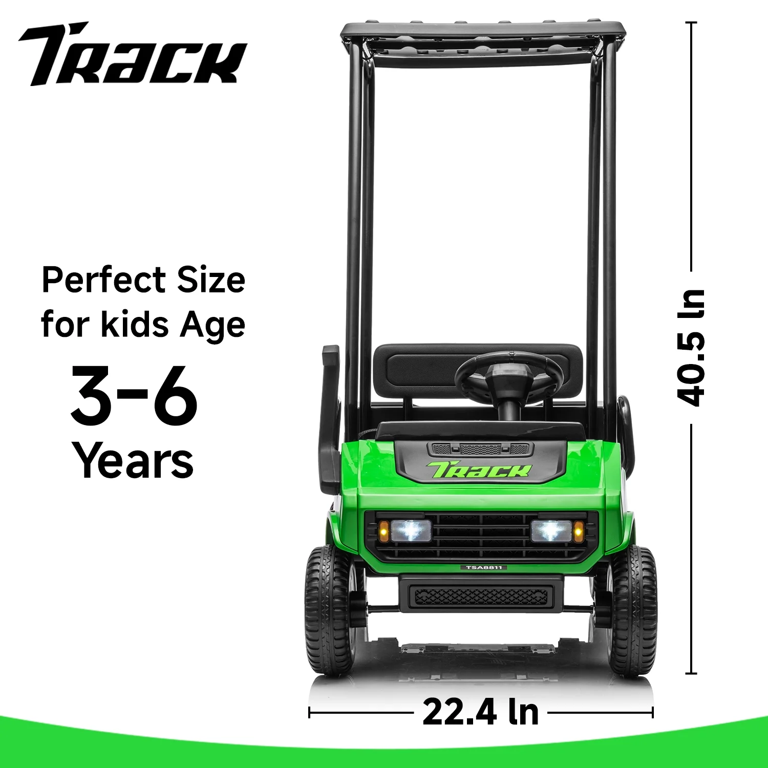 Track Seven 24V Ride on Car, Electric Golf Cart with Ceiling, Ride on Truck with Remote Control, Music, Rear Storage Box, Electric Car for Boys Girls Age 3+, 18.5