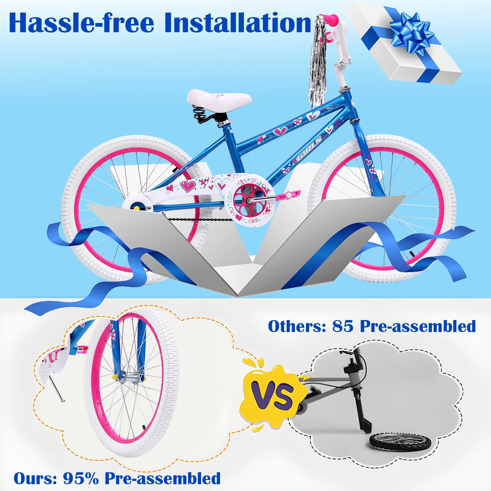 Vebreda 20 Inch Kids Bike Bicycle for 8-12 Years Old Kids,Blue