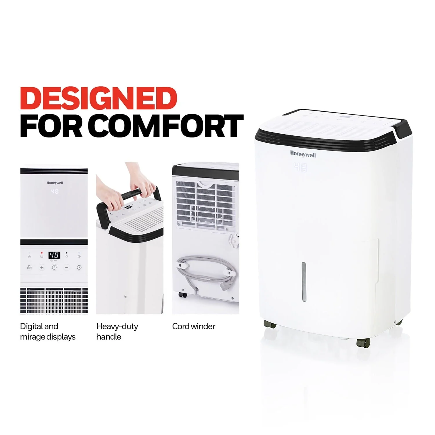 Honeywell 50 Pint Energy Star Dehumidifier with Pump for Basements & Large Rooms Up To 4000 Sq. ft.