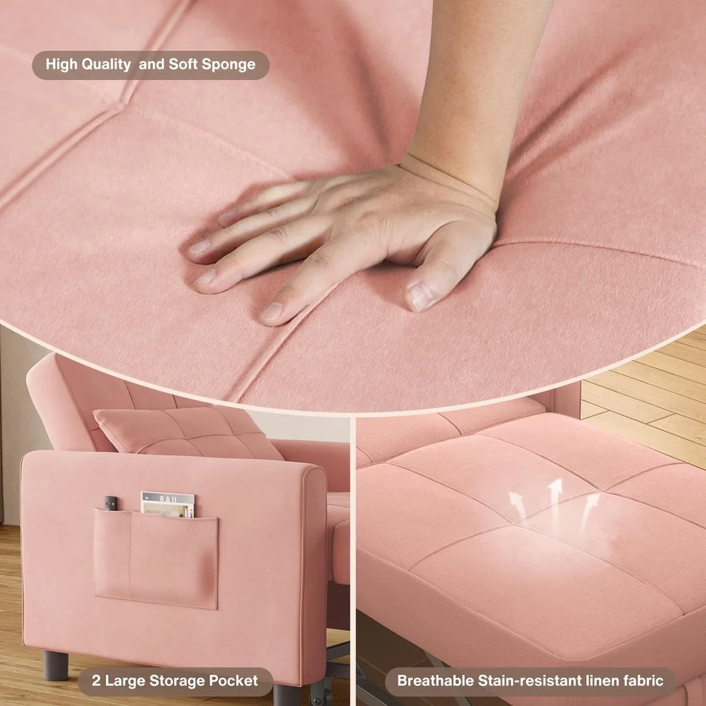 Convertible Sleeper Chair, Aiho 3-in-1 Convertible Sofa Bed Recliner Chair with Pull Out Couch - Dark Gray